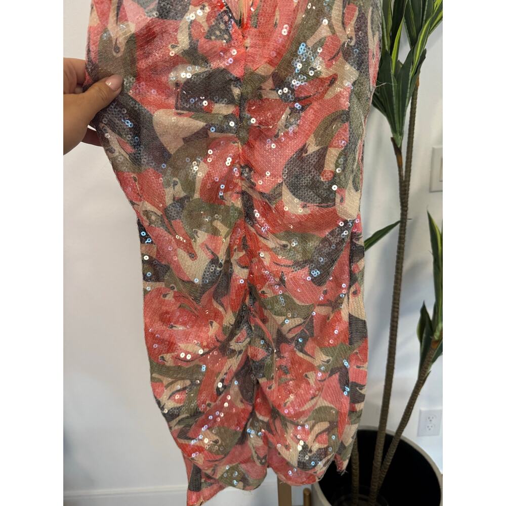 Hutch | Sequin Abstract Floral Ruched Mini Dress - Picture 5 of 13